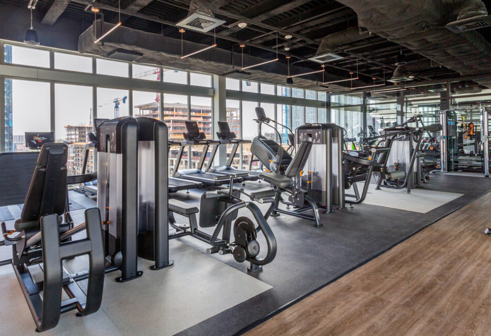 Fitness equipment in a room